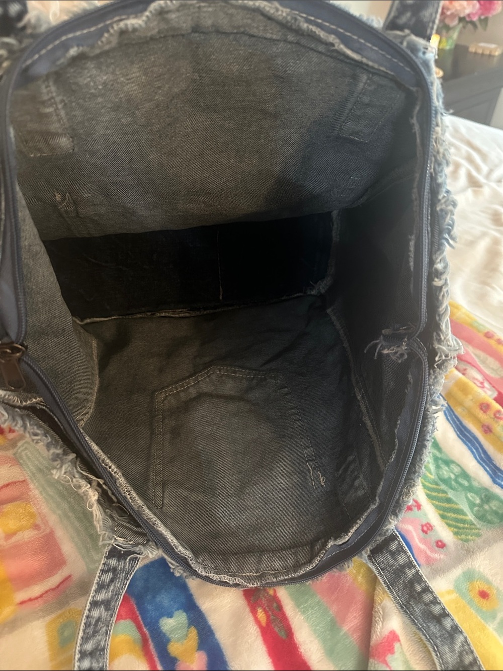 Denim Tote with Notebook & Pink Sequin Sneaker Patch - Picture 9 of 9